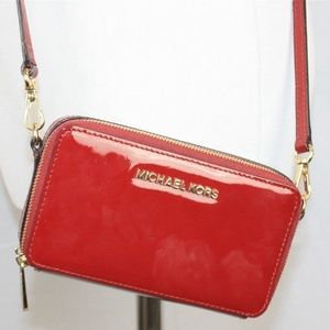 MIchael Kors Red Patent Leather Wallet Crossbody